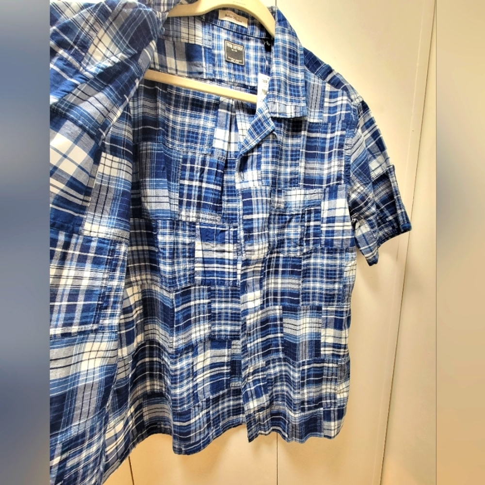 Todd Snyder Camp Collar Indigo Patchwork Short Sl… - image 2